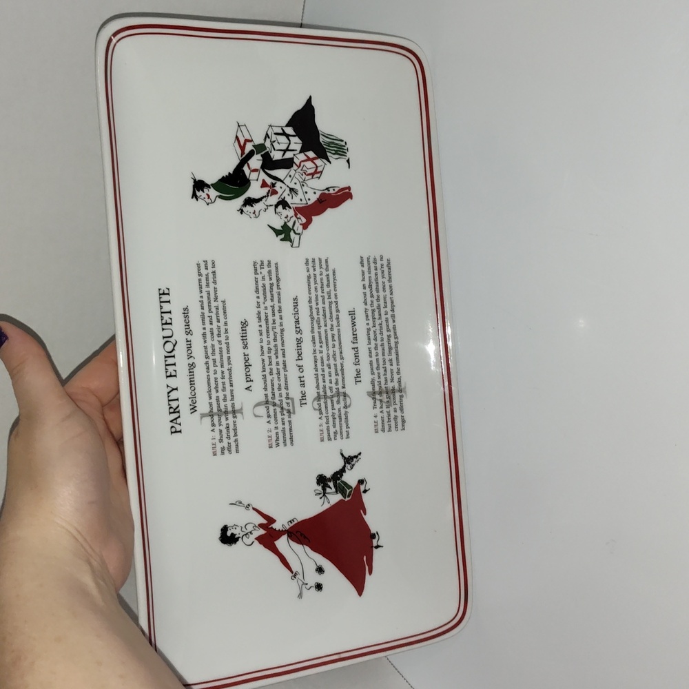 Williams-Sonoma "Party Etiquette "Hostess Rules Tray Vintage